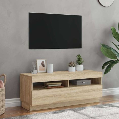 vidaXL Mobile Porta TV con Luci LED Rovere Sonoma 100x35x40 cm