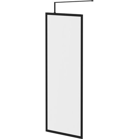 Colore 8mm Clear Glass Matt Black 1850mm x 760mm Fully Framed Walk In Shower Screen including Wall Channel and Support Bar (1/5)