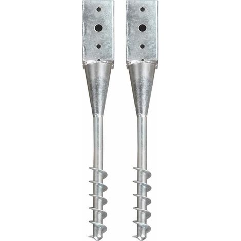 Picas de tierra 2 unidades acero galvanizado plateado 7x7x56 cm vidaXL
