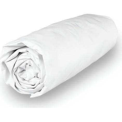 Drap housse en coton 160x200 cm PERCALE blanc, par Soleil d'ocre