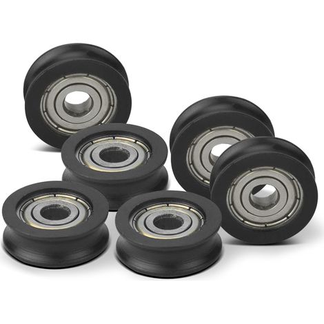 6 Roulements 5x20x7 mm,Roues Coulissantes pour Moustiquaires, Roulettes pour Fenêtres Coulissantes pour Portes Coulissantes,Fenêtres Coulissantes et Moustiquaires,Acier Inoxydable et POM,Noir (1/5)