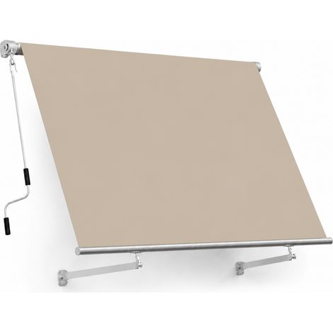 Tenda Da Sole Con Manovella Supporto In Alluminio Tessuto In Poliestere 280G Riparo Solare Privacy Per Balcone Terrazza Veranda E Zone All Aperto 250x250x50 Cm Beige (1/5)