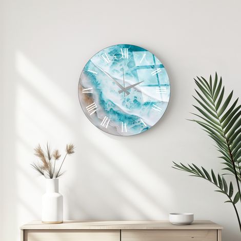 Orologio da parete in vetro, orologio decorativo per soggiorno Clock Multicolore (1/2)