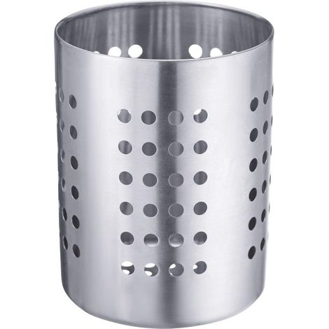 Egouttoir à Couverts/Porte-Ustensiles, Rond, Diamètre: 10 cm, Hauteur: 13 cm, Acier Inoxydable, Argent (1/5)