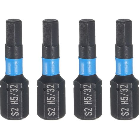 4pcs H5/32 SAE Embout de Tournevis Hexagonal 1/4" Tige Hexagonale 25mm/1" Longueur Magnétique Embouts Acier S2 de Perceuse Électrique (1/5)