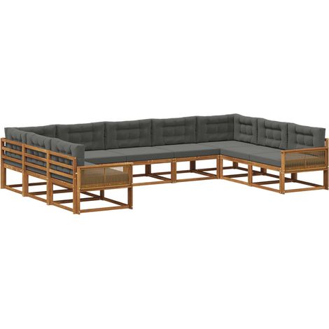 Conjunto de sofás de exterior 9 uds. Natural y Antracita vidaXL (1/5)