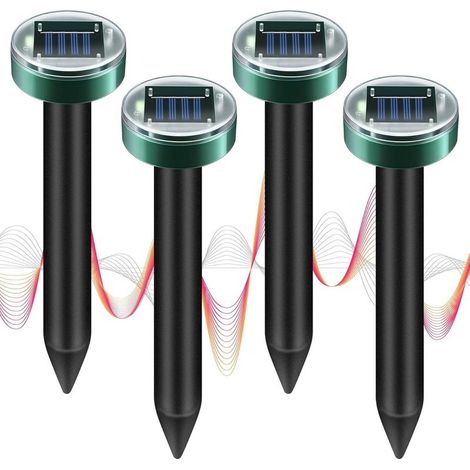 Set of 4 repellent solar anti-taupes, stakes sonic for lawn, garden, farm, outdoor,repellent ultrasonic for serpents (1/5)