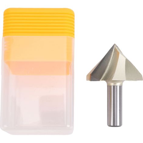 Fraise à rainure en V à 90 degrés, en acier au tungstène, fraise pour le travail du bois, tige de 1/2 pouces, 2 diamètres, profondeur de coupe de 1 à 11/64 (1/5)