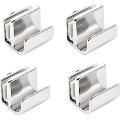 Ensemble de 4 poignées pour portes en verre, en alliage de zinc, sans perçage, pour vitrines, armoires, tiroirs de 3 à 5 mm d'épaisseur. (1/4)