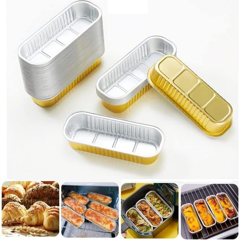 Lot 30 boîtes aluminium doré 200ml – Résistantes à la chaleur, pour cuisson et plats à emporter (1/5)