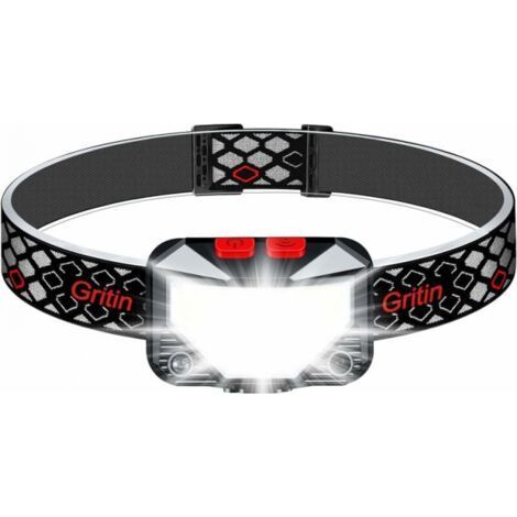 Gritin Rechargeable LED Headlamp, Super Bright Headlamp with 8 Lighting Modes, Motion Sensor and Red Light, IPX5 Waterproof Mini Headlamp, Ideal for Running, (1/5)