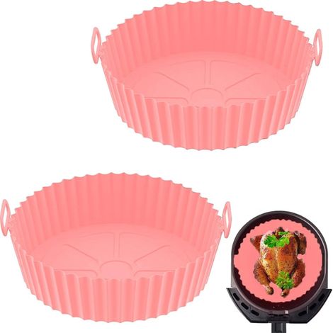 Silikonform für Heißluftfritteuse, Heißluftfritteuse, 2-teilige Heißluftfritteusenform, Silikon-Fritteusenkorb, Heißluftfritteusen-Ofenauskleidung, Heißluftfritteusentopf für die Mikrowelle, wiederver (1/5)