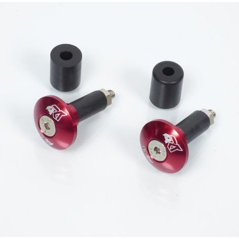 Paire d'embouts de guidon plat rouge anodisé ART Ø14 et 18 pour