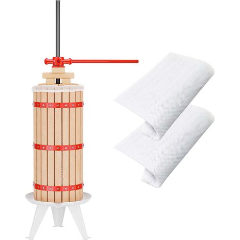 Wiltec Torchio frutta da 30 l con gabbia in legno e 3 sacchi di spremitura, Torchio a leva