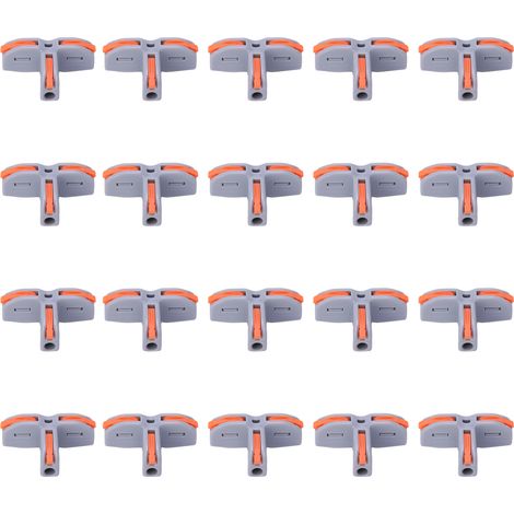 20 Pièces Connecteur de Câble à Bloc de Bornes Rapide Type T, Jonction en T à Pousser, Diviseur de Câblage SPLT1 (Gris) (1/5)