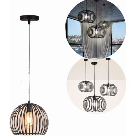 Suspension LED blanc chaud - Lustre artisanal en fer ajouré - Plafonnier industriel vintage pour salle à manger et salon - Lumière douce 3000 K (1/5)
