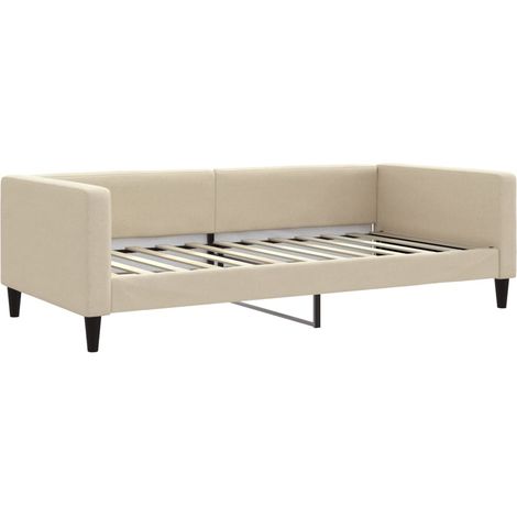 Lit simple Lit adulte Lit de repos crème 100x200 cm tissu (1/5)