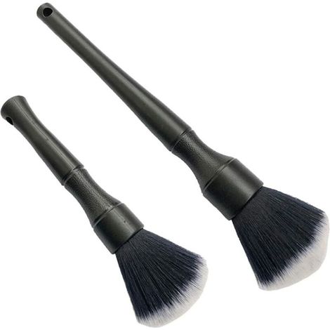 2 pièces Pinceau Nettoyage Voiture Pinceau à Détail de Voiture Pinceau Detailing Auto Detailing Brush Set pour tableau de bord de voiture, roues de voiture, sièges d'auto, tapis de pied de voiture (1/5)