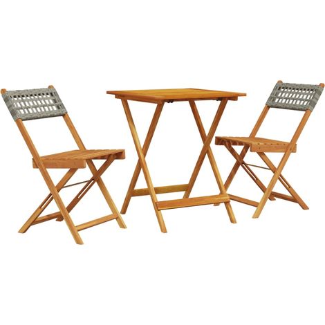 Maison Exclusive - 3-tlg. Bistro-Set Grau Poly Rattan und Massivh