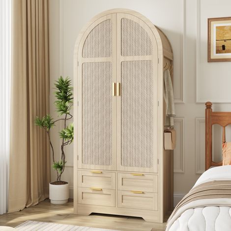 Armario ropero con puertas curvas y cajón alto roble OKMYHOME (1/5)