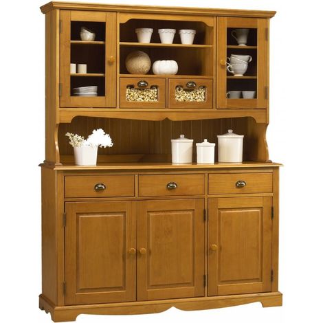 Buffet vaisselier 5 portes 5 tiroirs de Style Anglais en pin miel - AUTHENTIC PI (1/5)