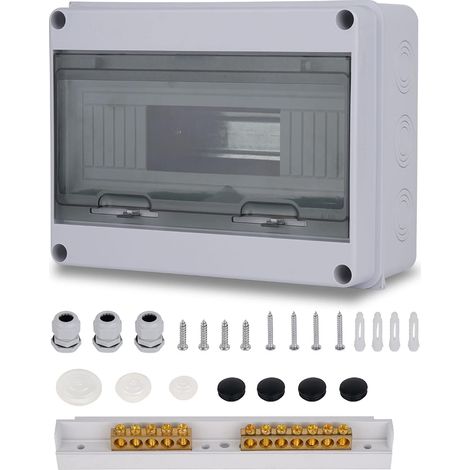 Coffret Electrique, Coffret Electrique Etanche Exterieur IP65, 12 Modules, Avec Terminaux, Rails Intégrés et Accessoires, Pour Une Utilisation à L'extérieur (1/5)