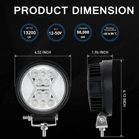 YMYNY 2 PCS Phare de Travail Led 12v, 132W Phares Longue Portee Led Moto 4x4 projecteurs antibrouillard LED Feux Travail Led de Recul pour Tracteur, Bateau, Camion, Voiture (1/4)