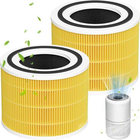 Confezione da 2 filtri di ricambio per purificatore d'aria LEVOIT Core 300 / Core 300S: filtro HEPA 3 in 1, filtro a carboni attivi ad alta efficienza e pre-filtro. Filtrazione a 3 stadi. Filtro Core (1/5)