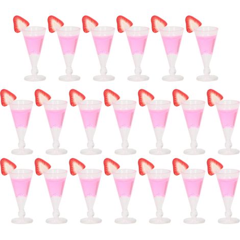 20 Pièces Verres à Cocktail Miniatures Maison de Poupée 1/12, Décoration Rose pour Scène de Vie Réaliste (1/5)