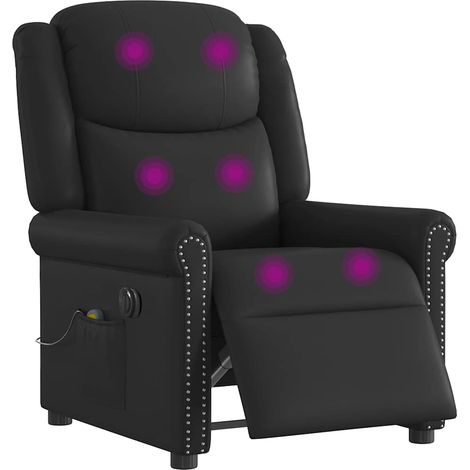 vidaXL Poltrona Massaggiante Reclinabile Elettrica Nero Similpelle (1/5)