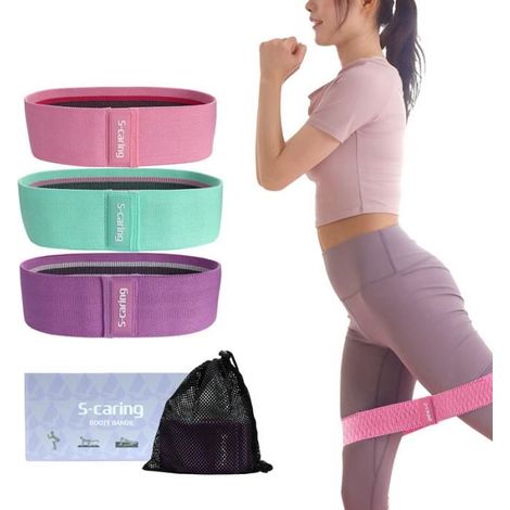 Bande Élastique Fitness Set de 3, Bande élastique en Coton pour Yoga, Pilates, Rééducation Physique, Resistance Band (1/4)