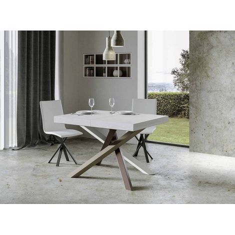 Table extensible 4 à 10 personnes blanc et pieds entrelacés 4 couleurs L 130 à 234 cm Artemis (1/5)