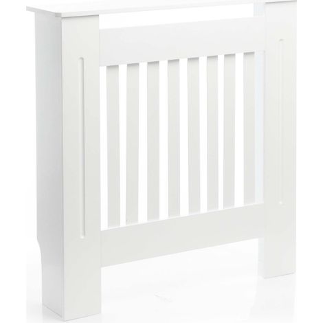 Toboli Cubre radiador color blanco 78x19x82cm tablero MDF cubierta radiador calefacción moderno (1/5)