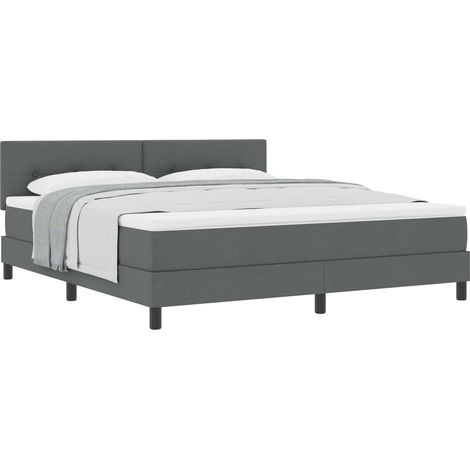 Box Spring Bed with Headboard Dark Grey 180 x 200 cm Fabric vidaXL (1/5)