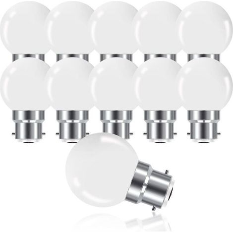 Ampoule LED à Baïonnette B22 3W,Ampoule Mini Globe Golfball B22 G45,Blanc Chaud 3000K,280LM,Non Dimmable,Lot de 10 [Classe énergétique G]. (1/4)