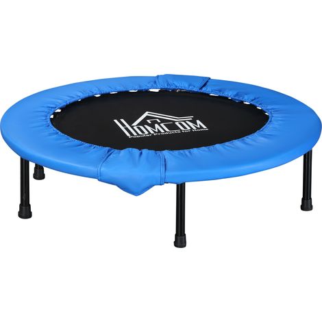 38" Mini Fitness Trampoline Home Gym Yoga Exercise Rebounder Indoor Outdoor Jumper with Safety Pad, Support Up to 150 KG, Blue Black (1/5)
