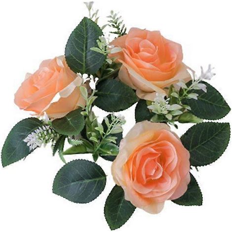 Décoration intérieure, bougeoirs, couronnes, couronne de roses artificielles, décoration de table pour fête et mariagejaune (1/5)