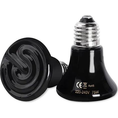 Lampe chauffante en céramique blanche QU-E27 75W, 220-240V, sans lumière rouge, pour poulets, reptiles, tortues, chiots et lapins. (1/3)