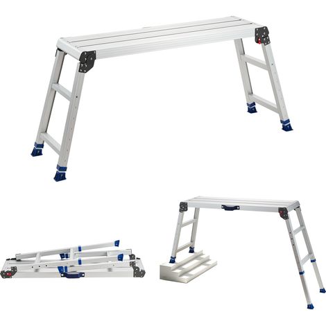 VEVOR Arbeitsplattform 1016x305mm, Klappbare Arbeitsbühne aus Alu mit 226,8kg Tragkraft, 584-876mm Höhenverstellbare Laufbühne mit Sicherheitsverriegelung, Tragbare Stufenleiter für Haus Werkstatt (1/5)
