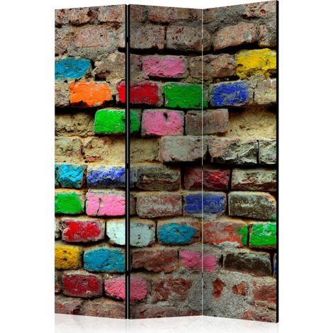 Paravent 3 Volets "Colourful Bricks" 135x172cm (1/2)