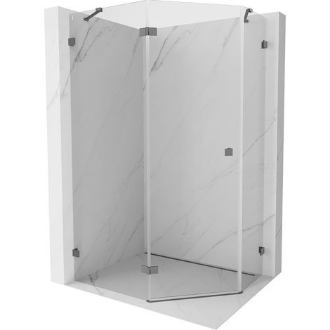 Mexen Lunar fünfeckige Duschkabine, linke Schwingtür, 100 x 80 cm, transparent, Gun Metal - 831-100L-080P-95-00-L (1/5)