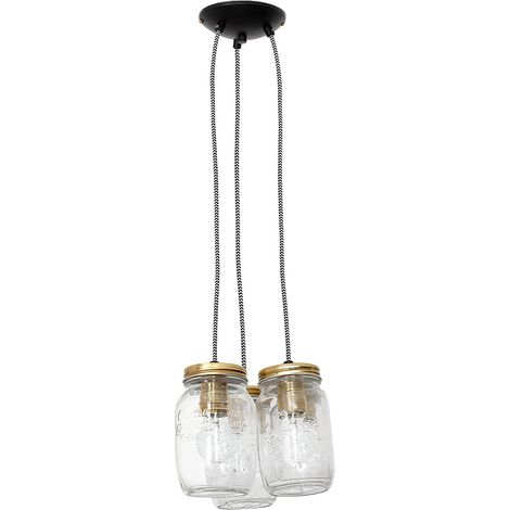 Pendelleuchte Messing Glas Metall Vintage Hängelampe (1/5)