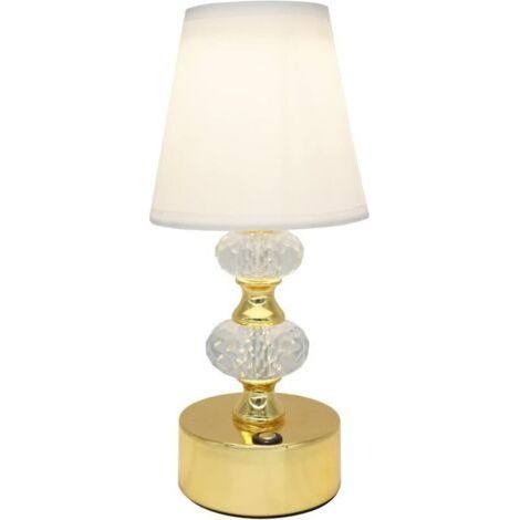 Lampe de chevet, lampe de chevet tactile dimmable 3W, 3000k - 6000k, batterie 2000mah, base avec tapis antidérapant, abat - jour en tissu, or [Classe énergétique a] (1/5)