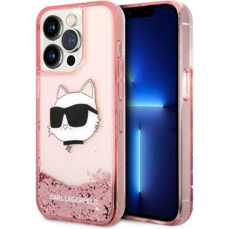 Karl Lagerfeld KLHCP14XLNCHCP iPhone 14 Pro Max 6,7" pinke Hartschale mit Glitzer-Choupette-Kopf (1/5)