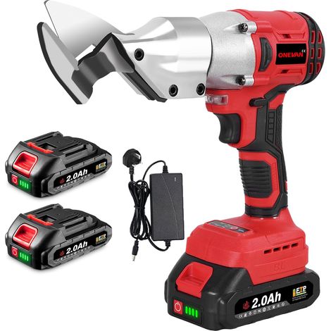 Cesoia elettrica per metallo a batteria, taglierina per lamiera brushless da 700 W, tagli dritti e curvi nel ferro fino a 1,5 mm, 2 batterie da 2,0 Ah, per tagliare metallo, ferro, moquette e tessuto (1/5)
