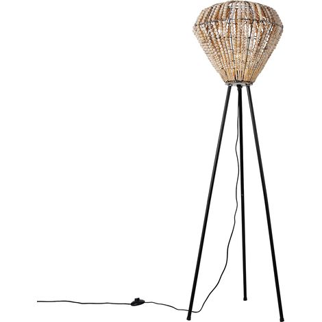 Orientalische Stehlampe beige mit Perlen - Moti