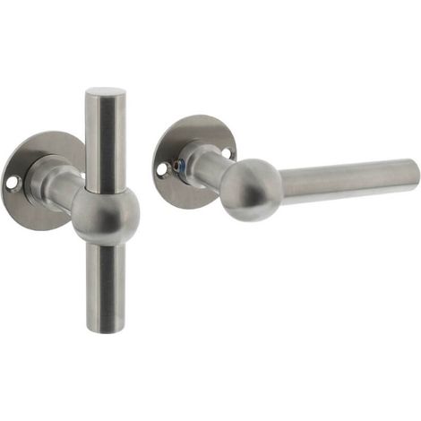 Poignée de porte en forme de L / T Bol Rosace ronde en acier inoxydable - 0035.063302 (1/2)