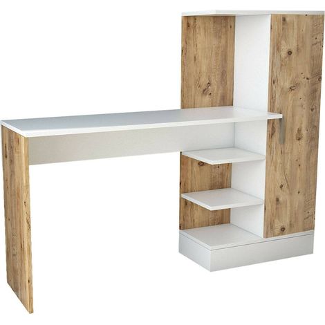 Dmora - Scrivania Ancha, Scrittoio multiuso, Tavolo per ufficio porta PC, Piano di lavoro, 152x40h120 cm, Quercia e Bianco, con imballo rinforzato, con imballo rinforzato (1/5)