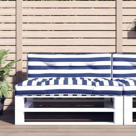 Lot de 2 Coussins de canapé Dossier pour canapé rayures bleues/blanches tissu 52282 (1/5)