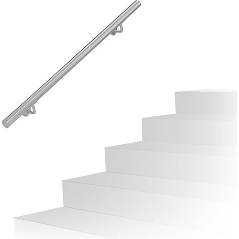 Relaxdays Pasamanos Escalera con Soportes y Tacos Metálicos, Acero Inoxidable Cepillado, Plateado, 100 cm